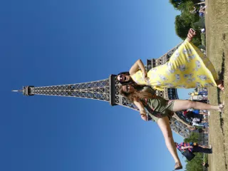 Sisters at the Eiffel Tower