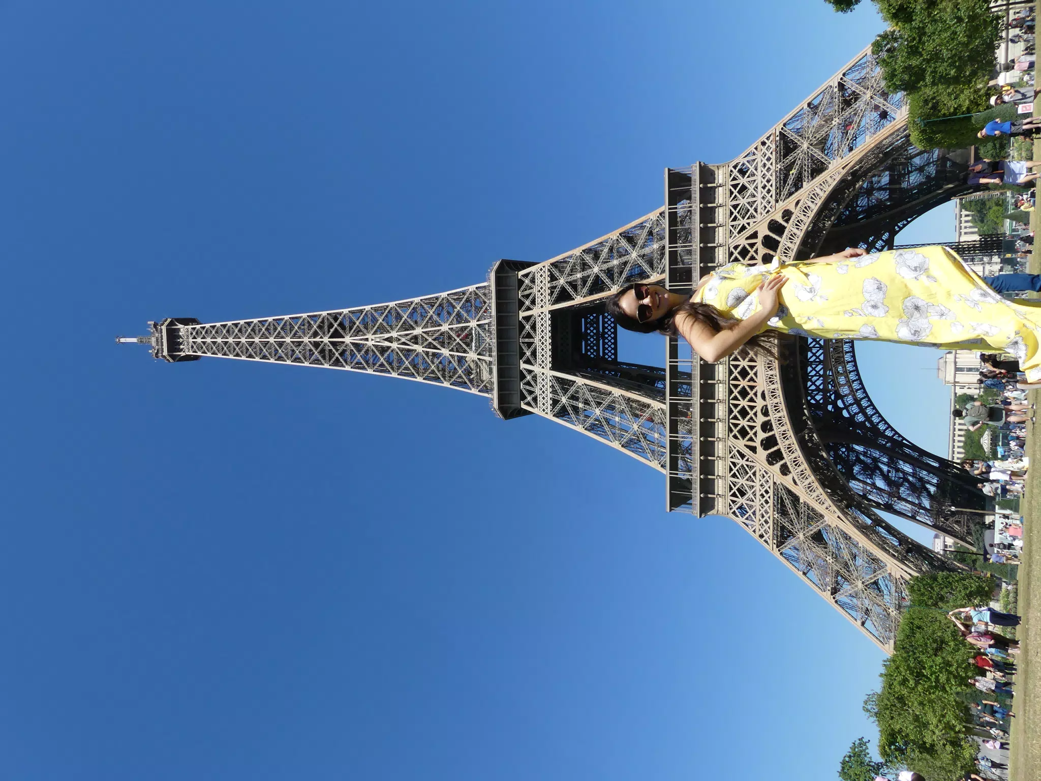 Emily in Yellow Dress at the Eiffel Tower