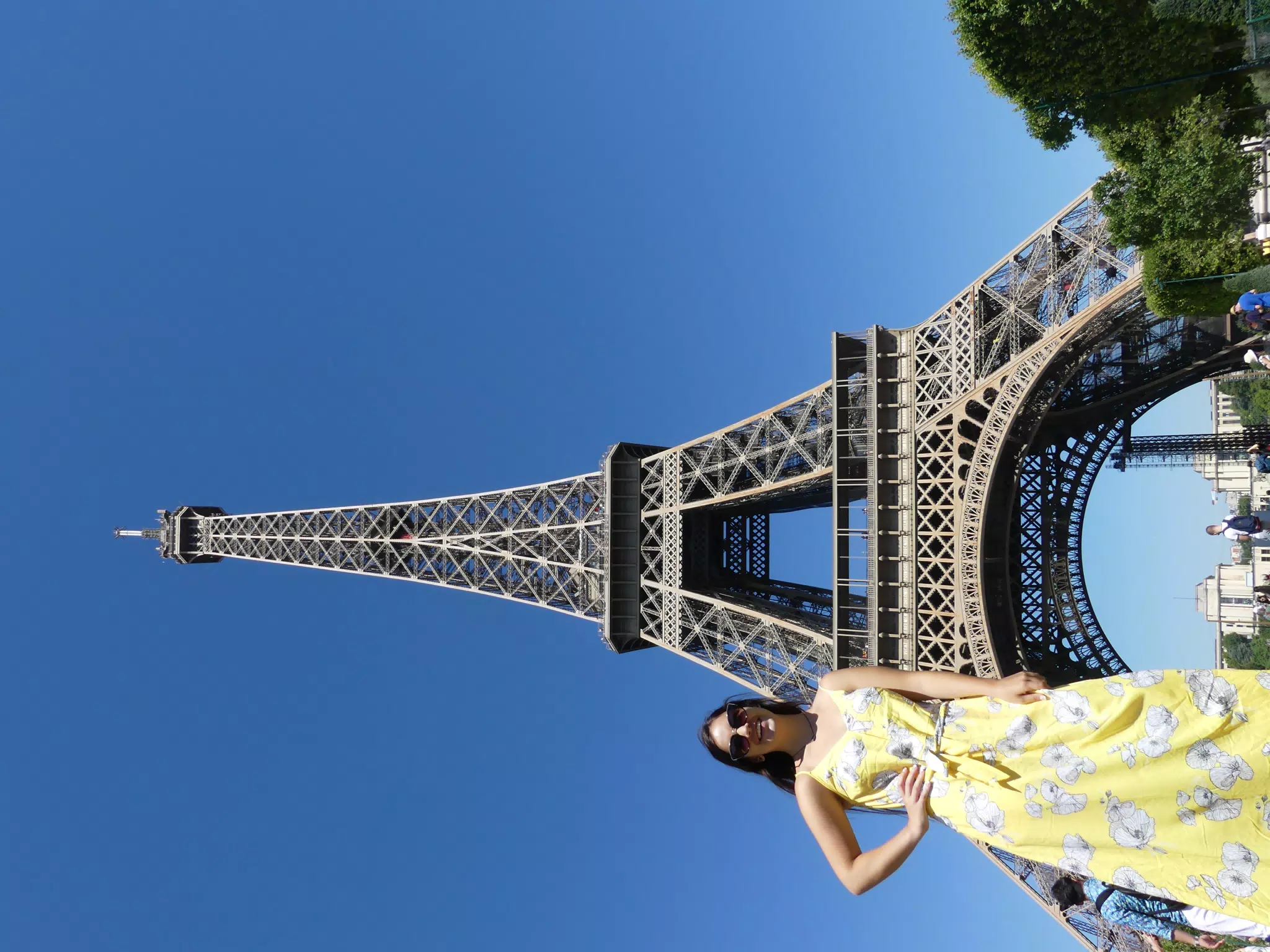 Teen in Yellow Dress at the Eiffel Tower in Paris France