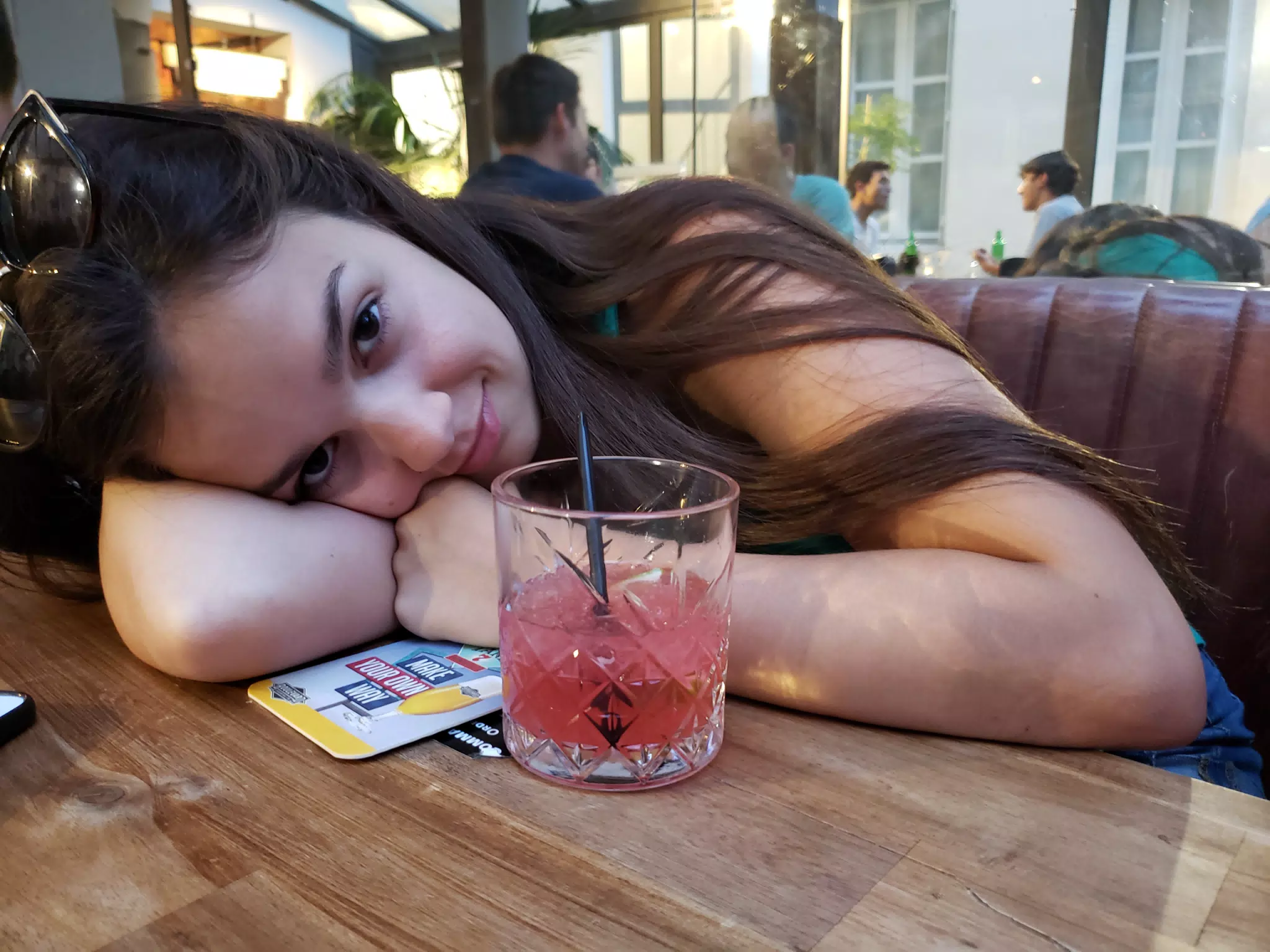 Tired Emily with Cocktail in Paris