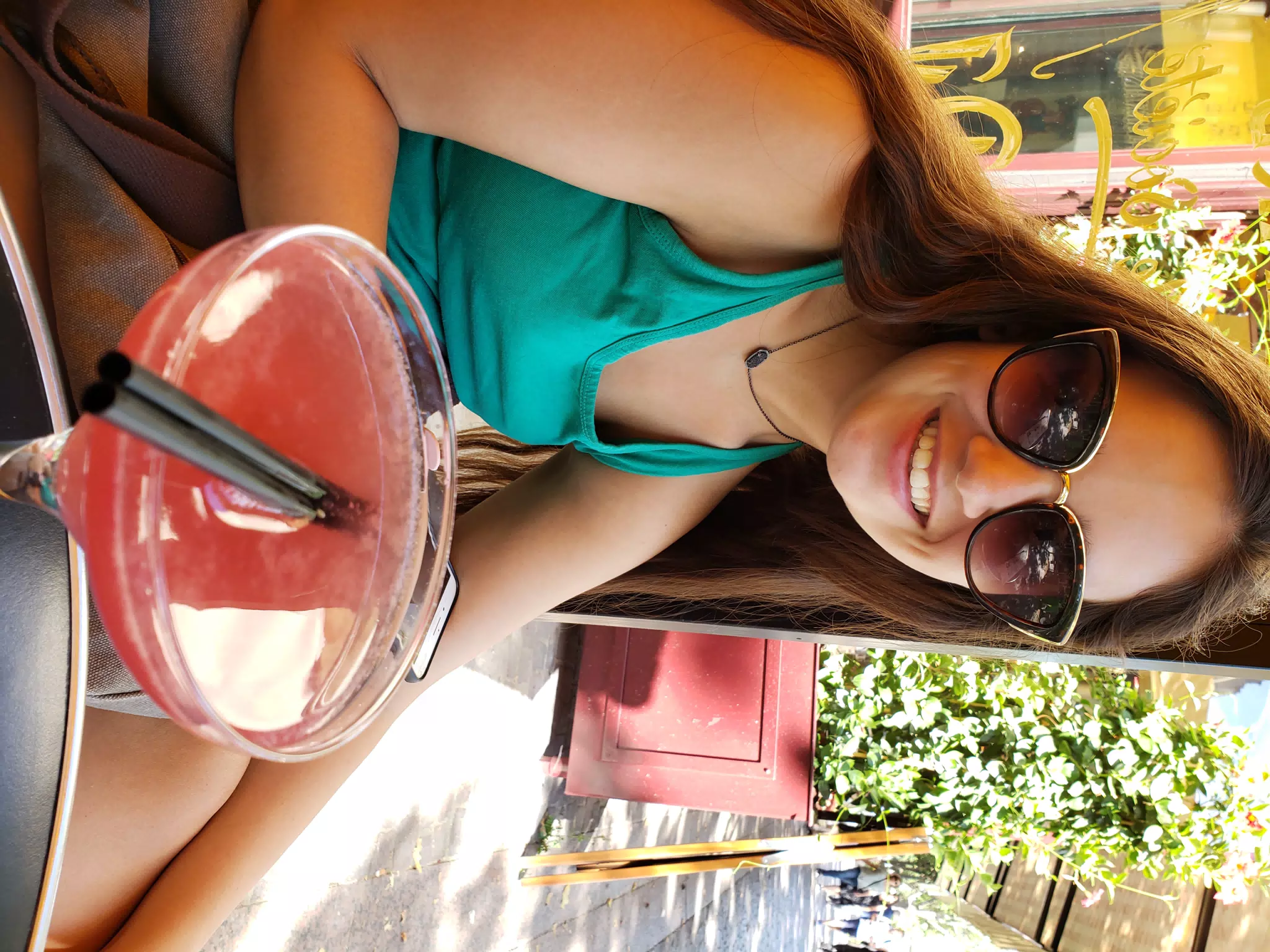 Emily with Cocktail in Paris Cafe