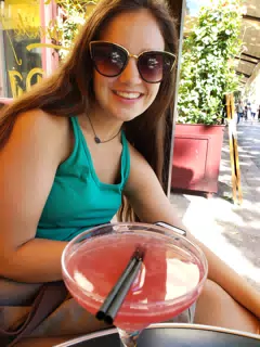 Emily with Cocktail in Paris Cafe