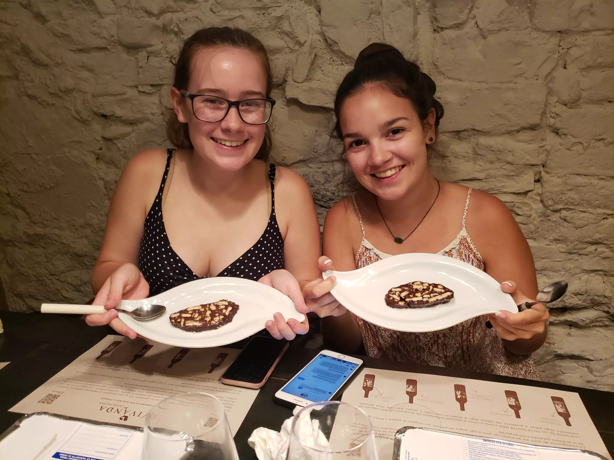 Madeline and Emily with Dessert in Florence