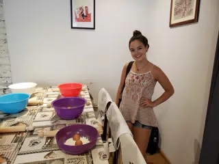 Emily in Pasta Making Class