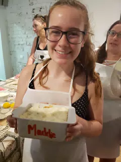 Madeline Showing Off her Lasagna