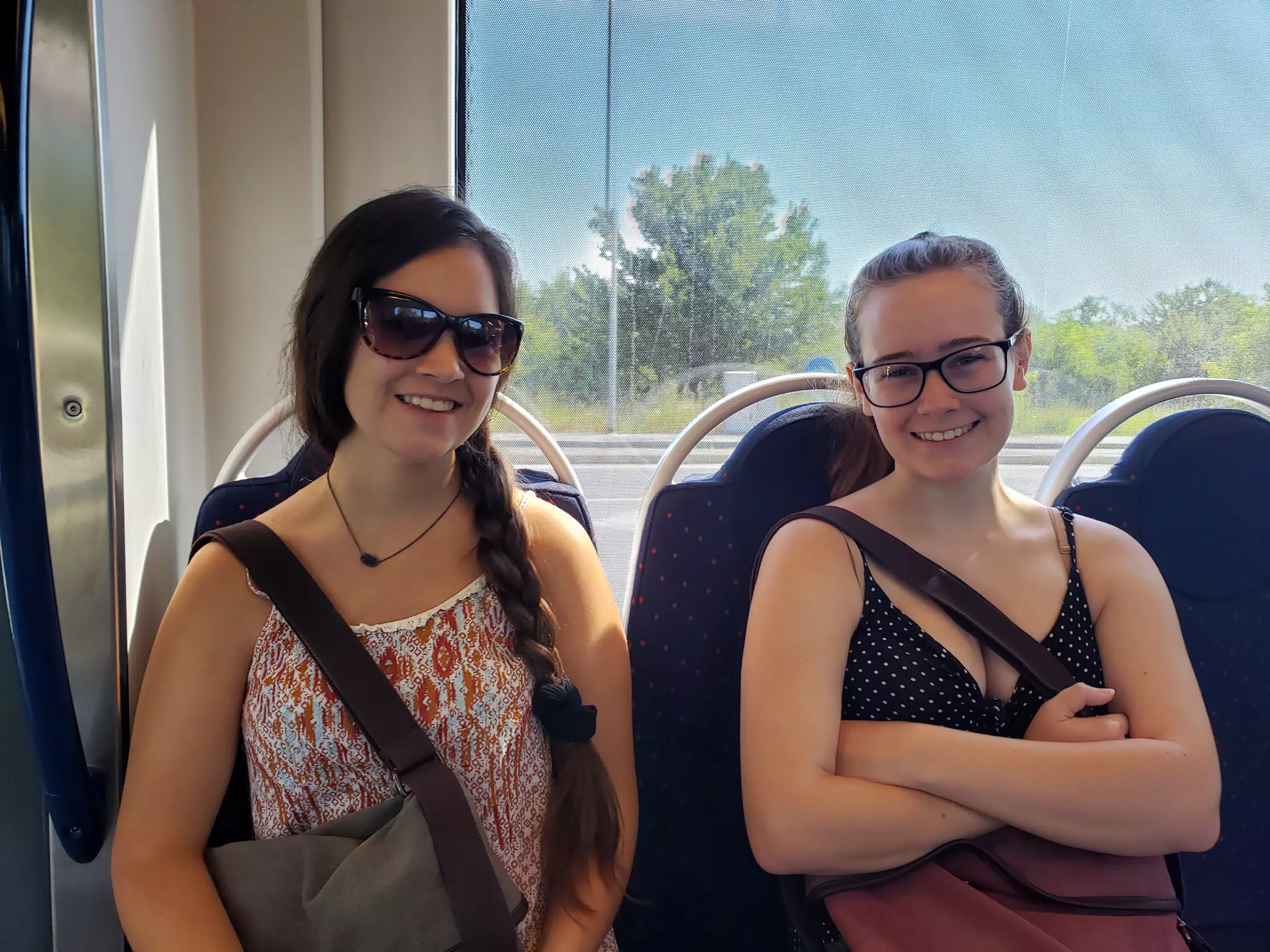 Sisters on the Train in Florence