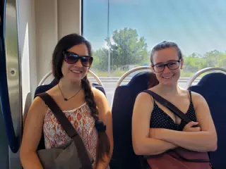 Sisters on the Train in Florence