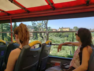 Madeline and Emily on Florence Tour Bus