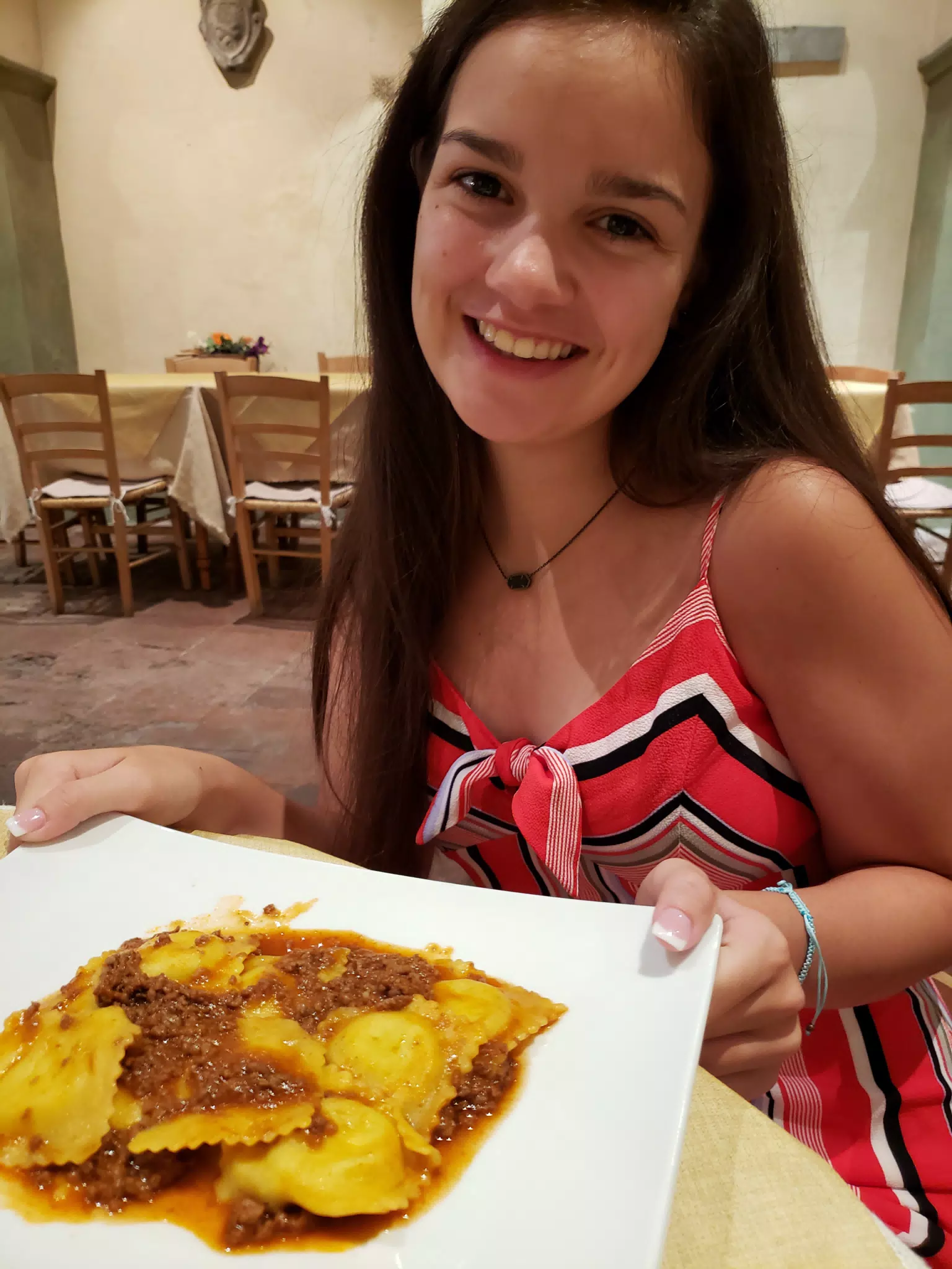 Emily with Ravioli