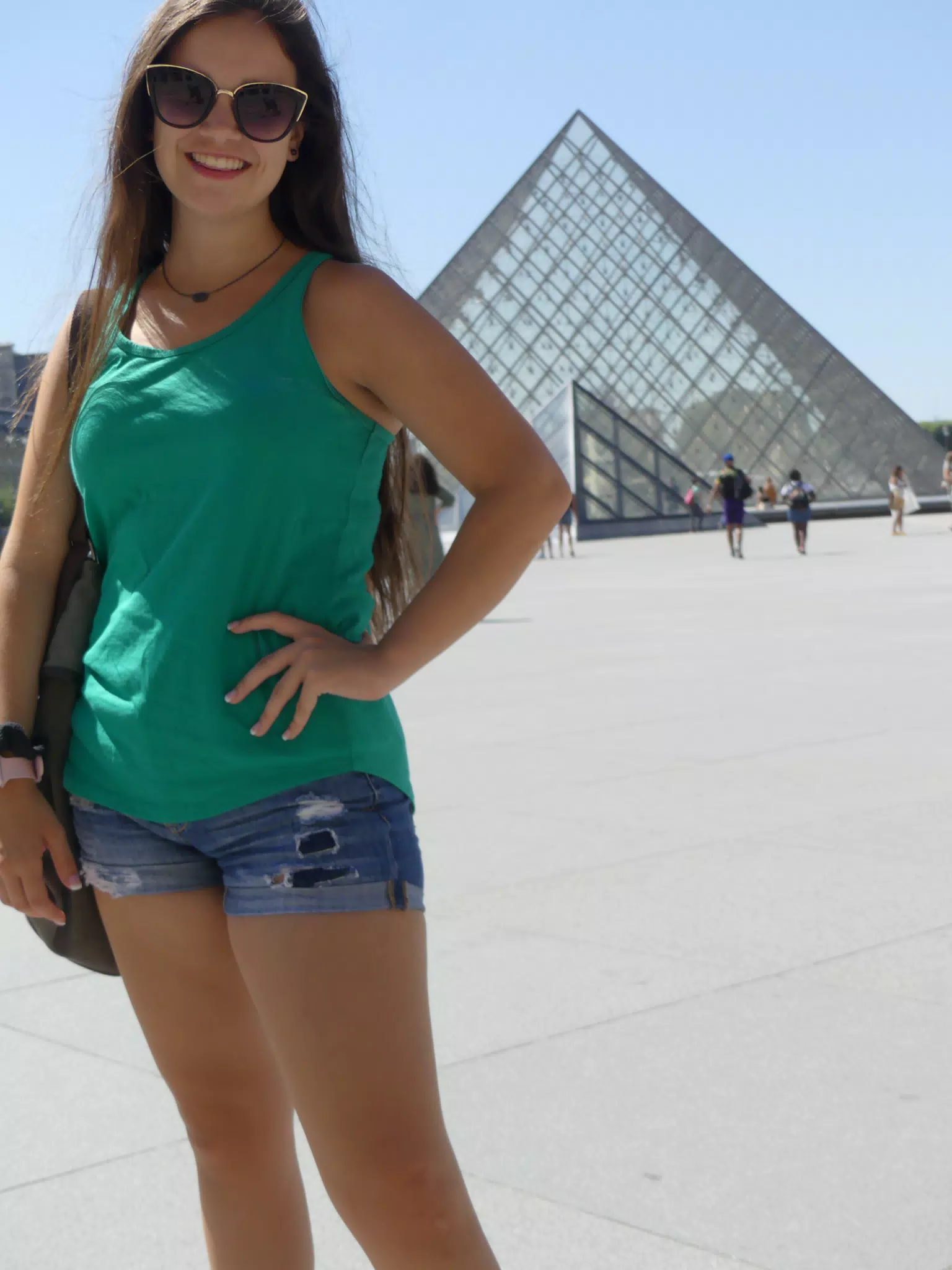 Emily Posing at the Louvre