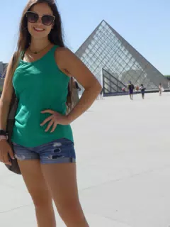 Emily Posing at the Louvre