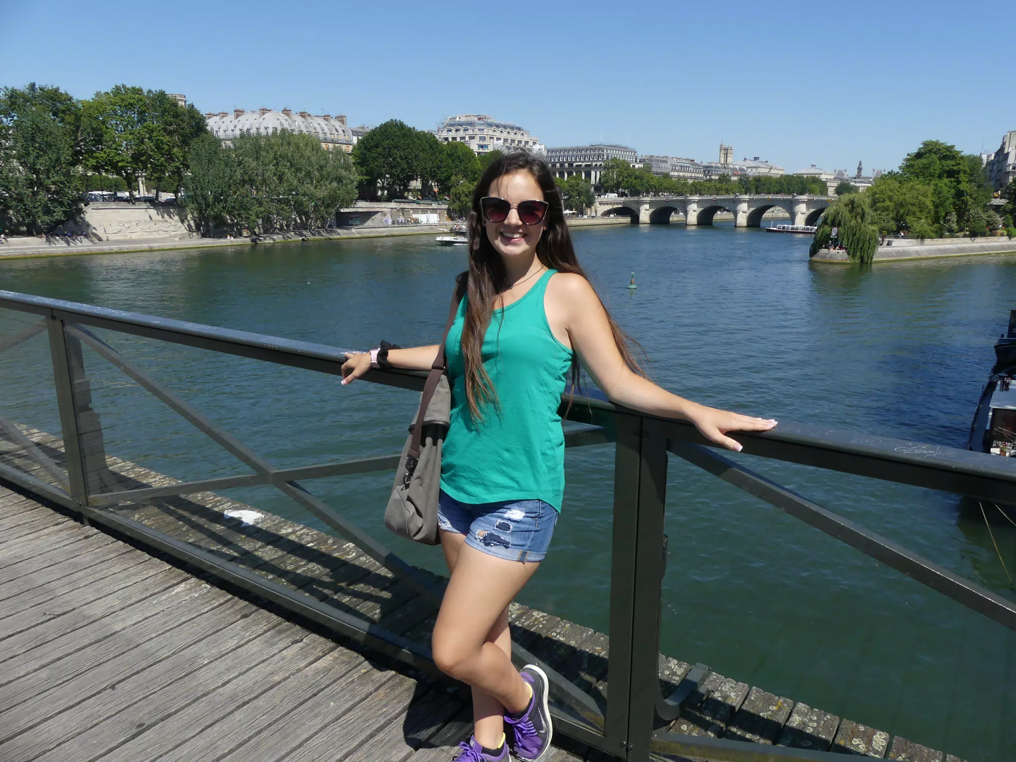 Emily Standing on Bridge in Paris