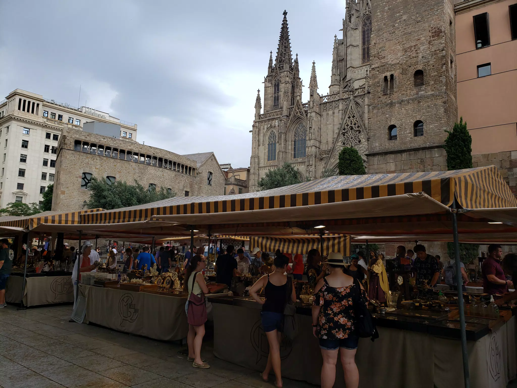 Market Stall Shopping in the Rain in Barcelona