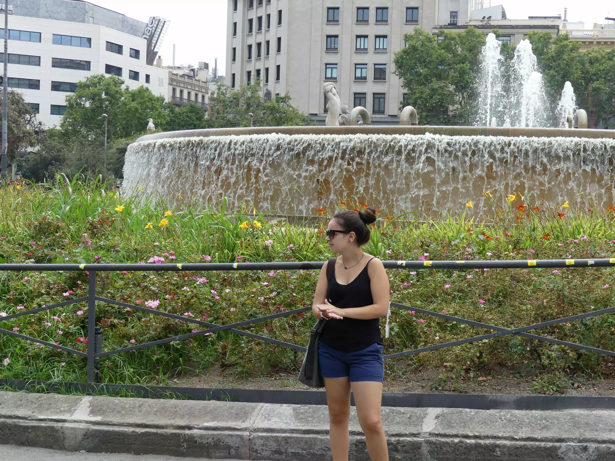 Emily in Barcelona by Fountain