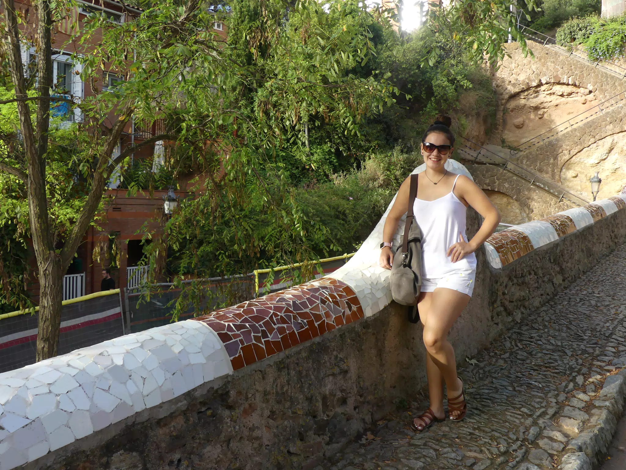 Teen in White in Park Guell