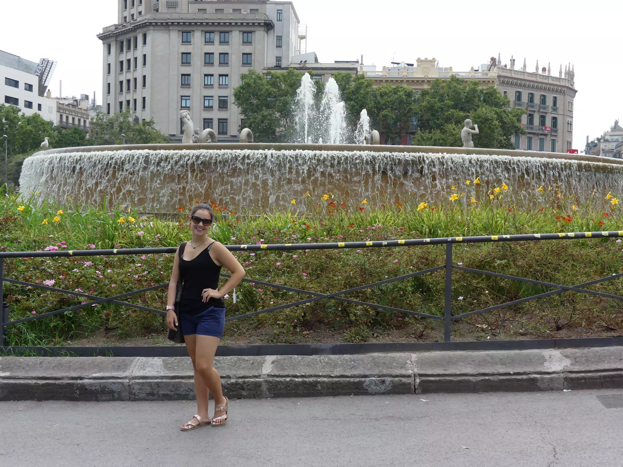 Emily by the Fountain in Barcelona