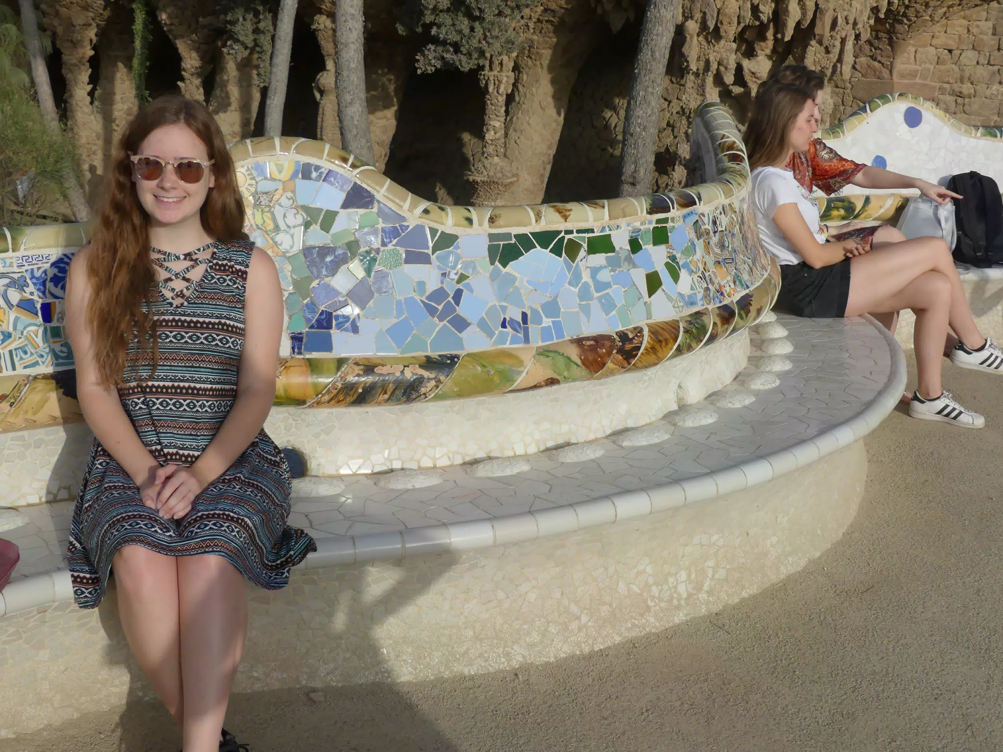 Madeline on Bench in Park Guell, Barcelona