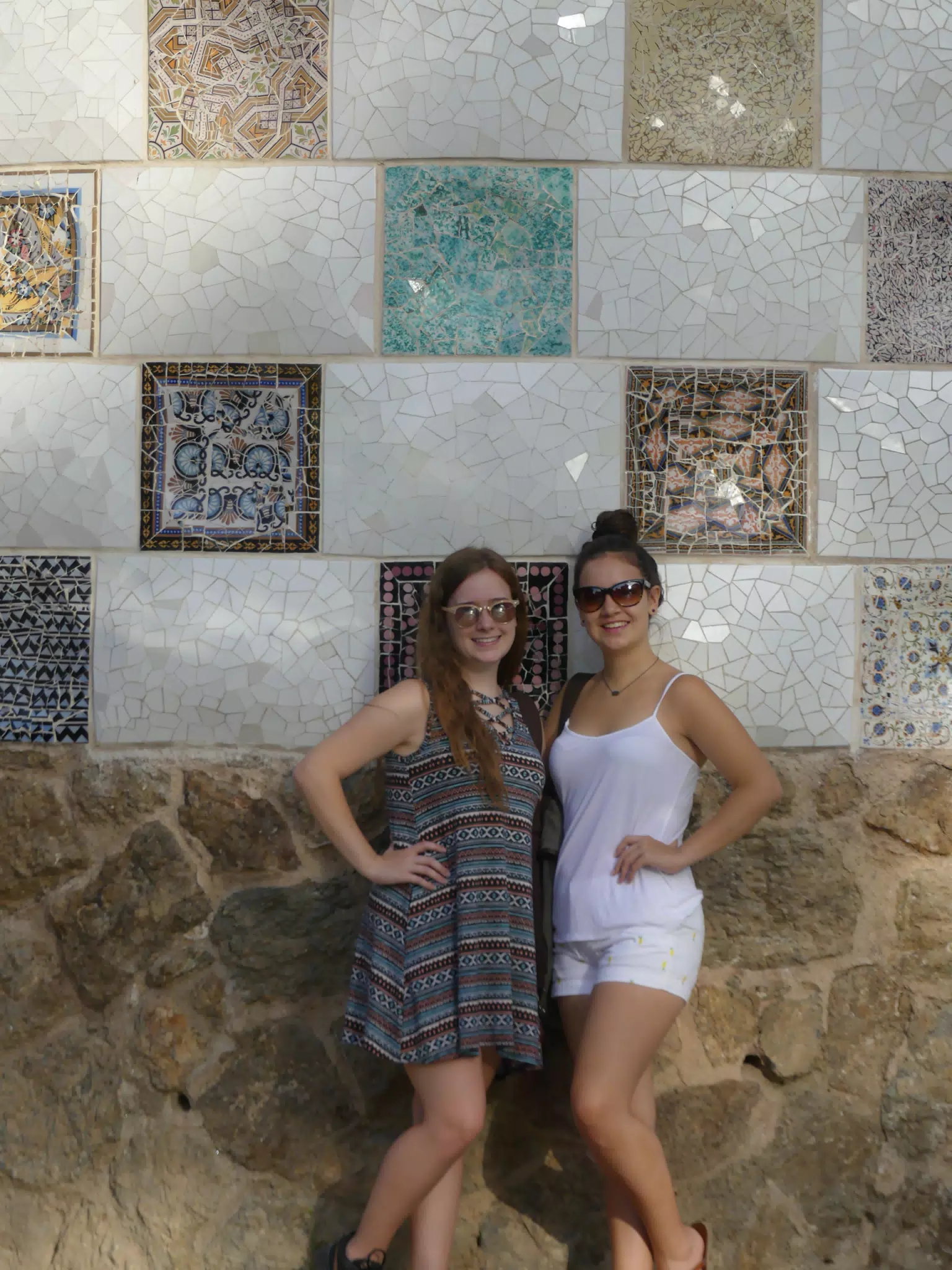 Madeline and Emily by Tilework at Park Guell