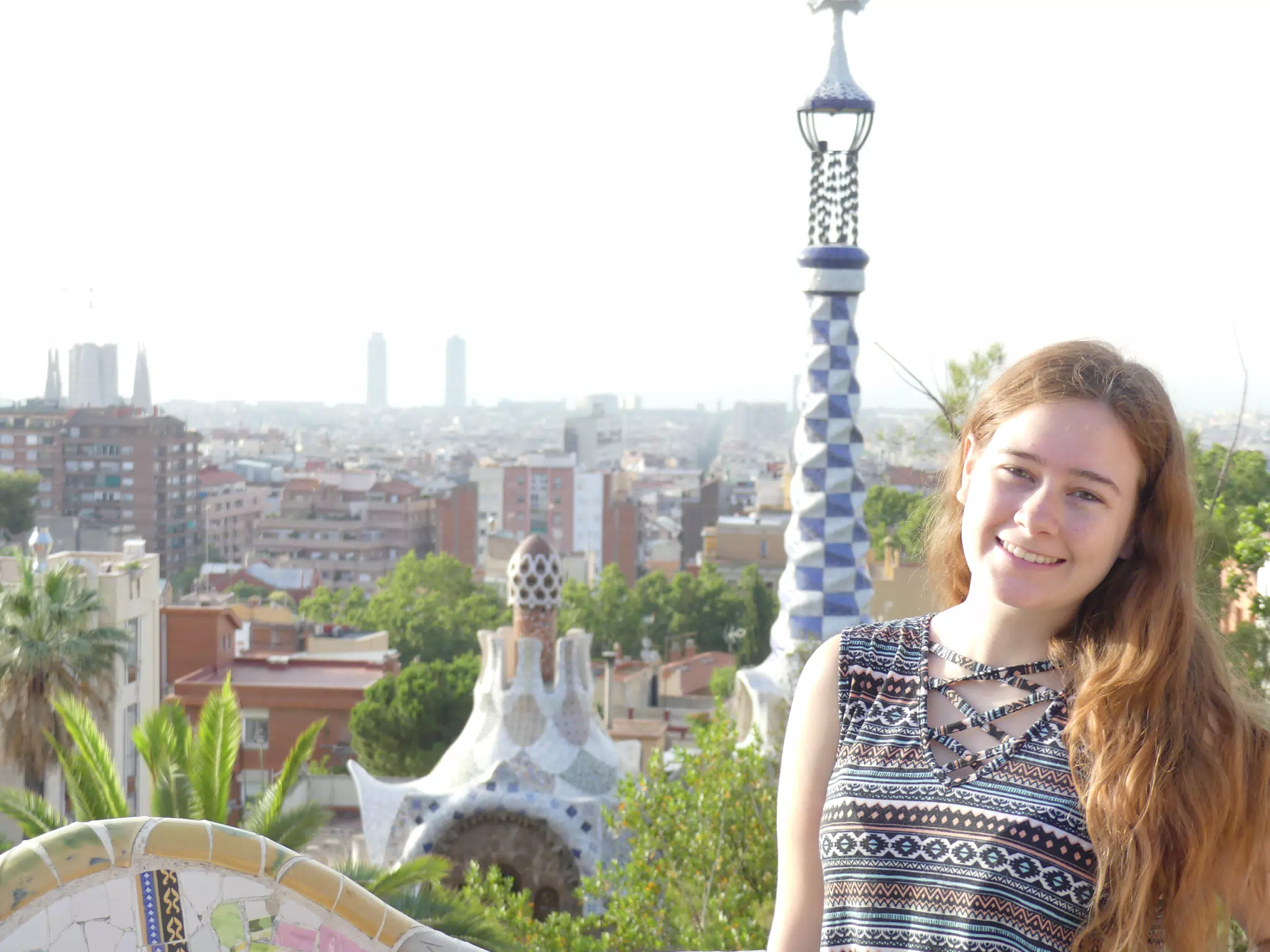 Madeline in Park Guell in Barcelona