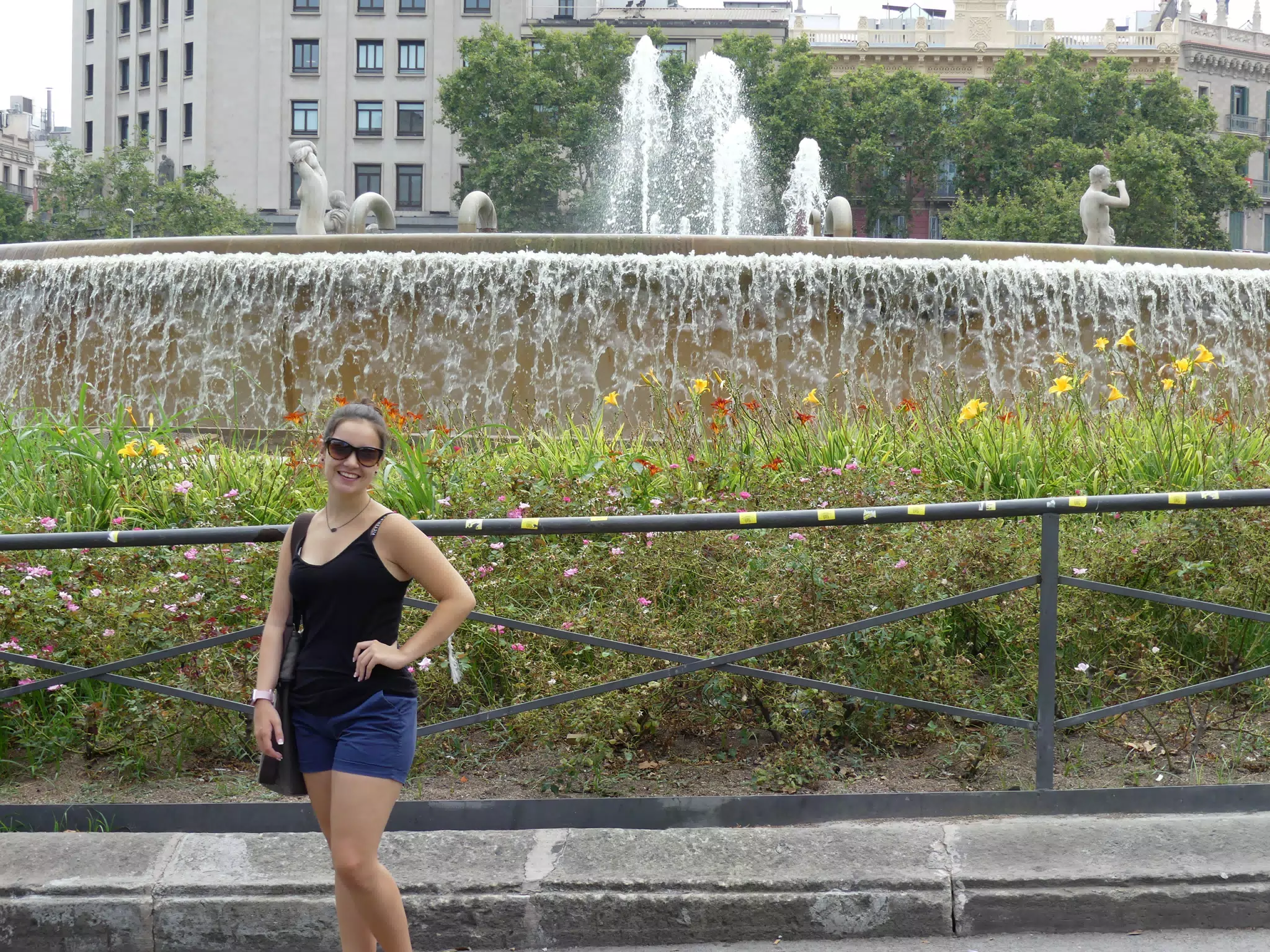 Emily at the Fountain in Barcelona