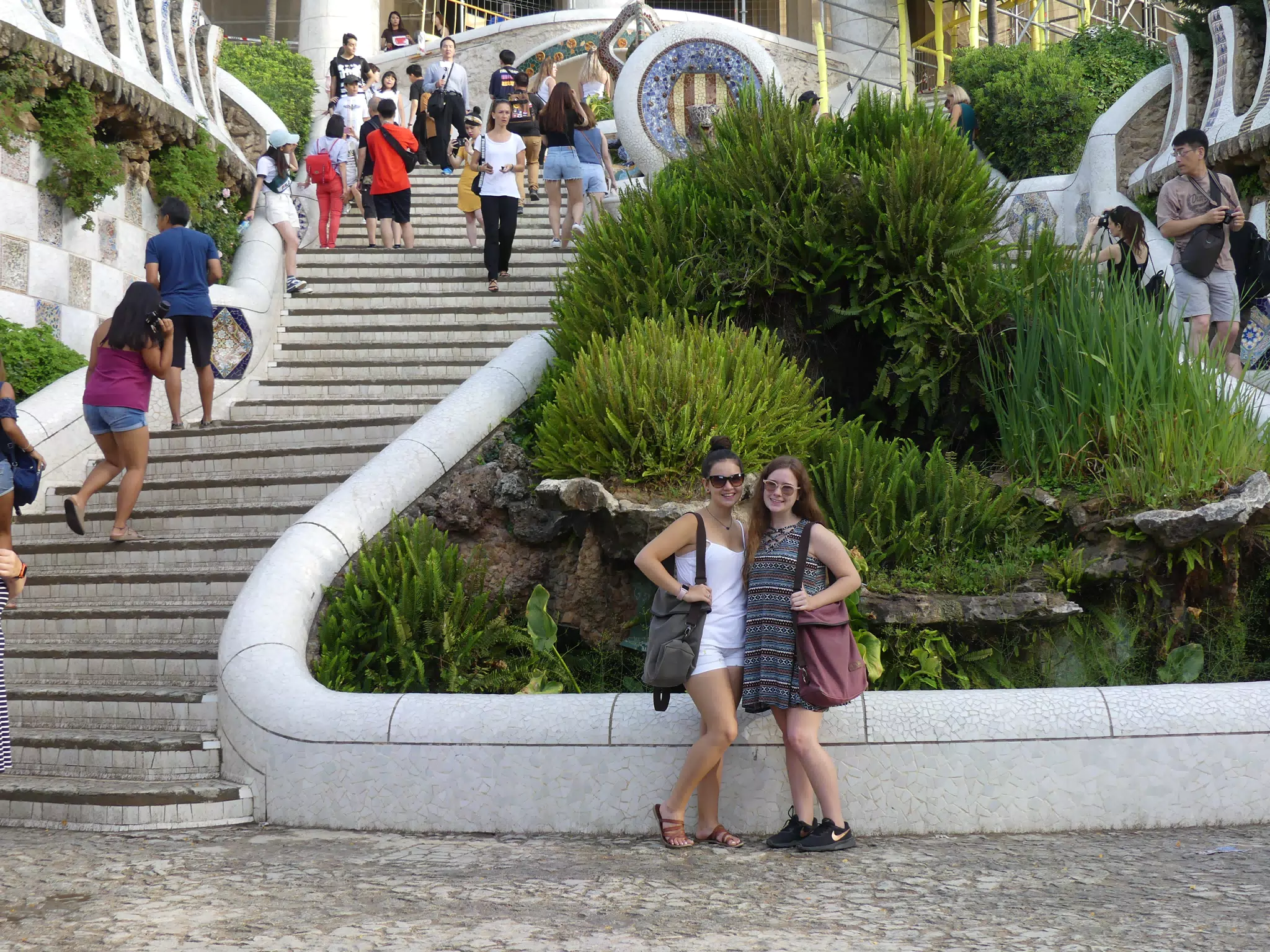 Emily and Madeline in Park Guell in Barcelona
