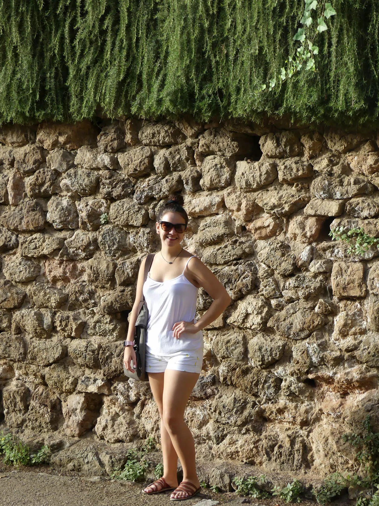 Emily in All White in Park Guell, Barcelona