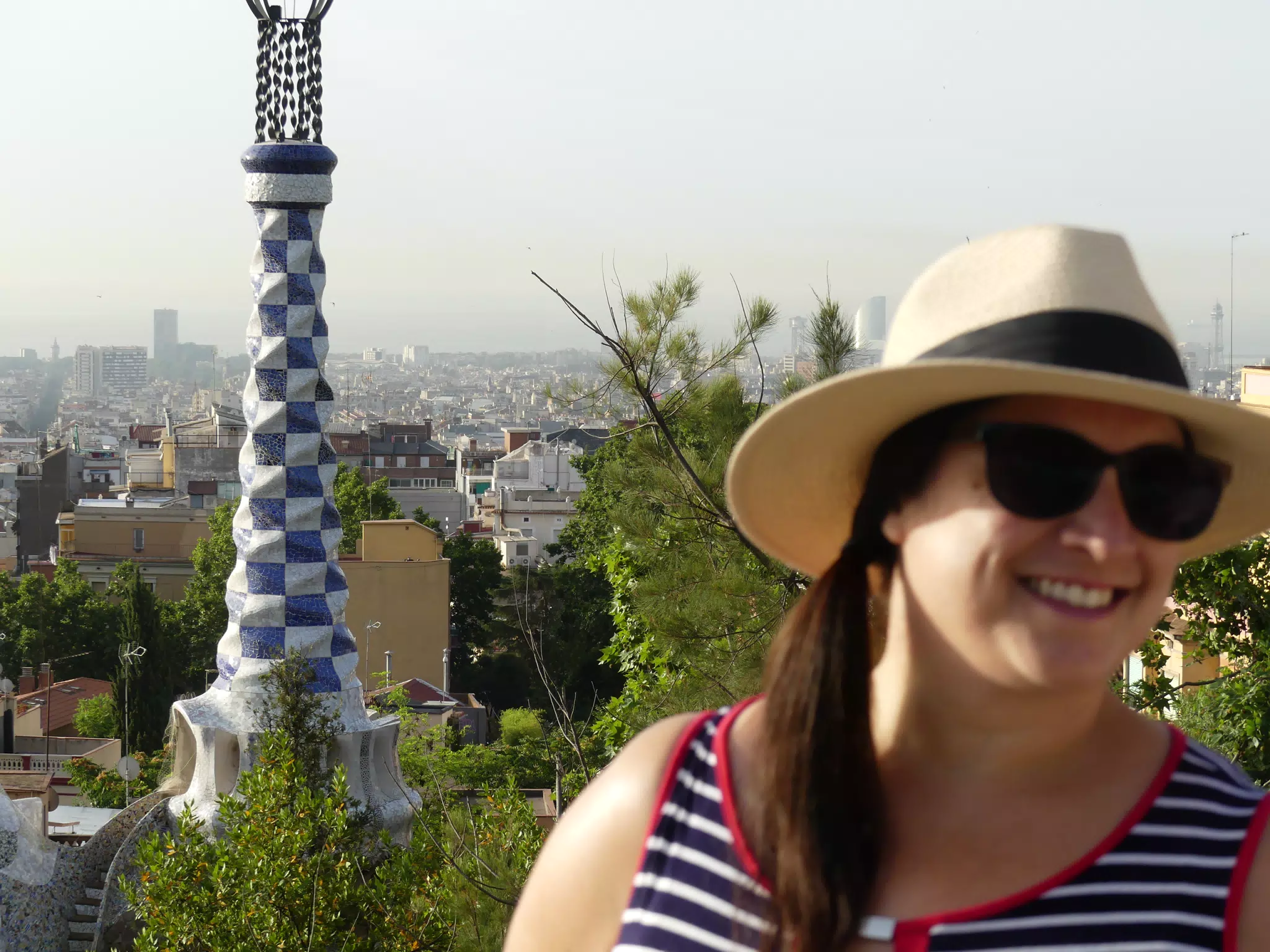 Barcelona over Dominica's Shoulder from Park Guell