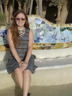 Madeline Sitting on Bench in Park Guell