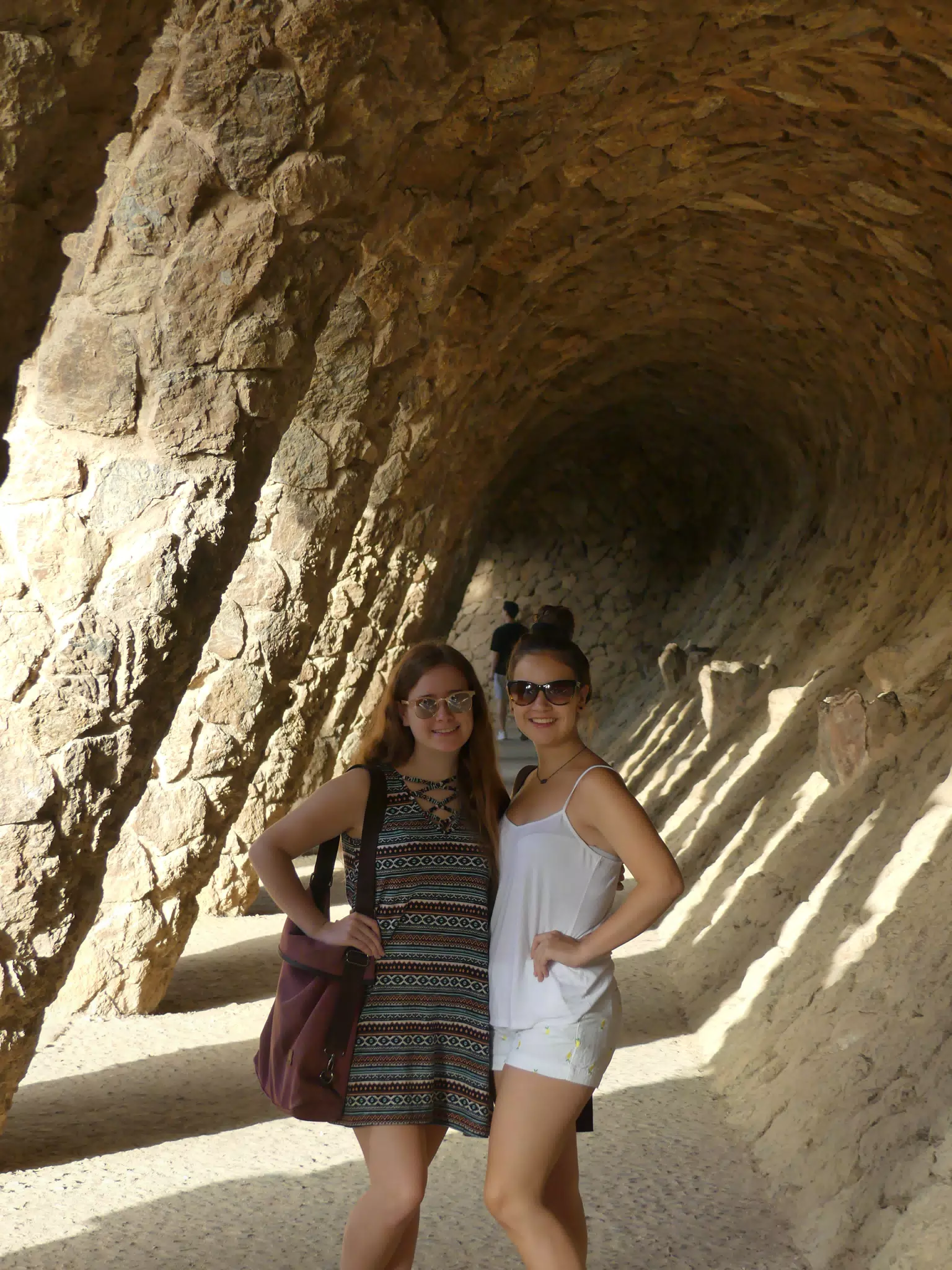 Sisters Posing in Park Guell, Barcelona