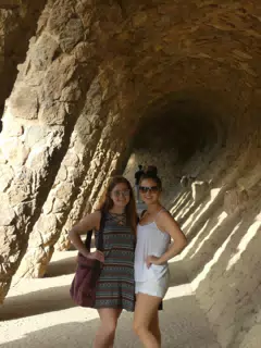 Sisters Posing in Park Guell, Barcelona