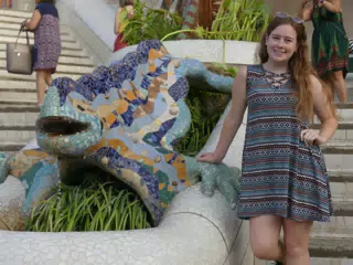 Madeline with the Gecko in Park Guell, Barcelona