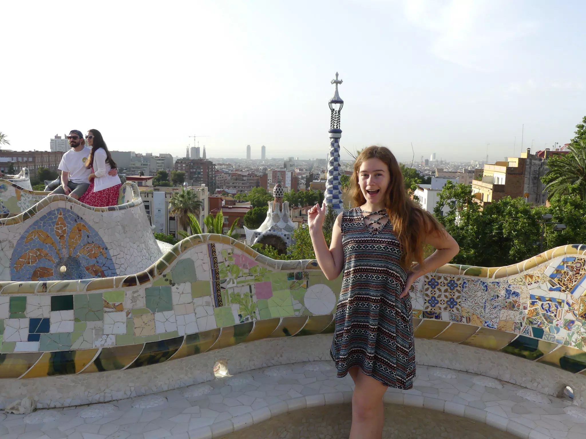 Madeline in Dress in Park Guell, Barcelona, Spain
