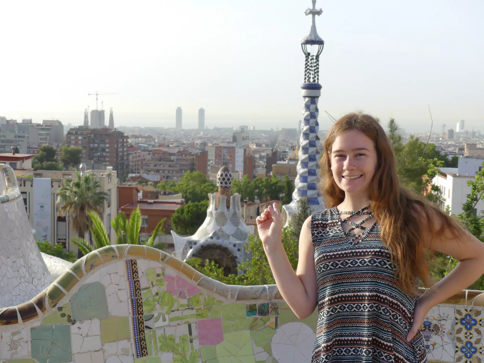 Madeline at Park Guell, Barcelona Skyline