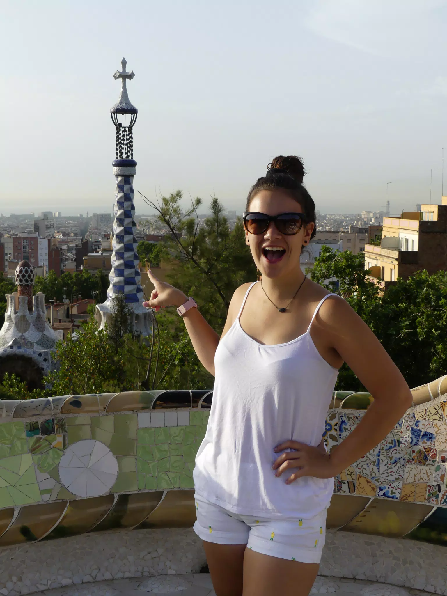 Emily Pointing at Barcelona