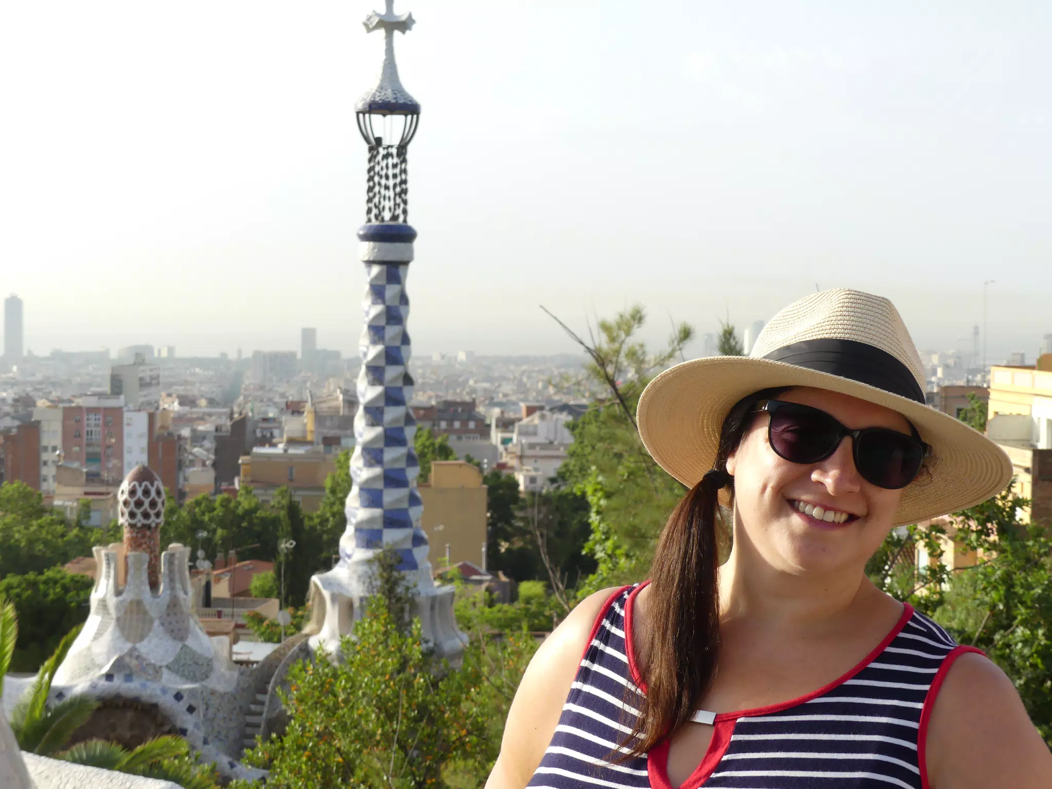 Dominica in Hat in Barcelona at Park Guell