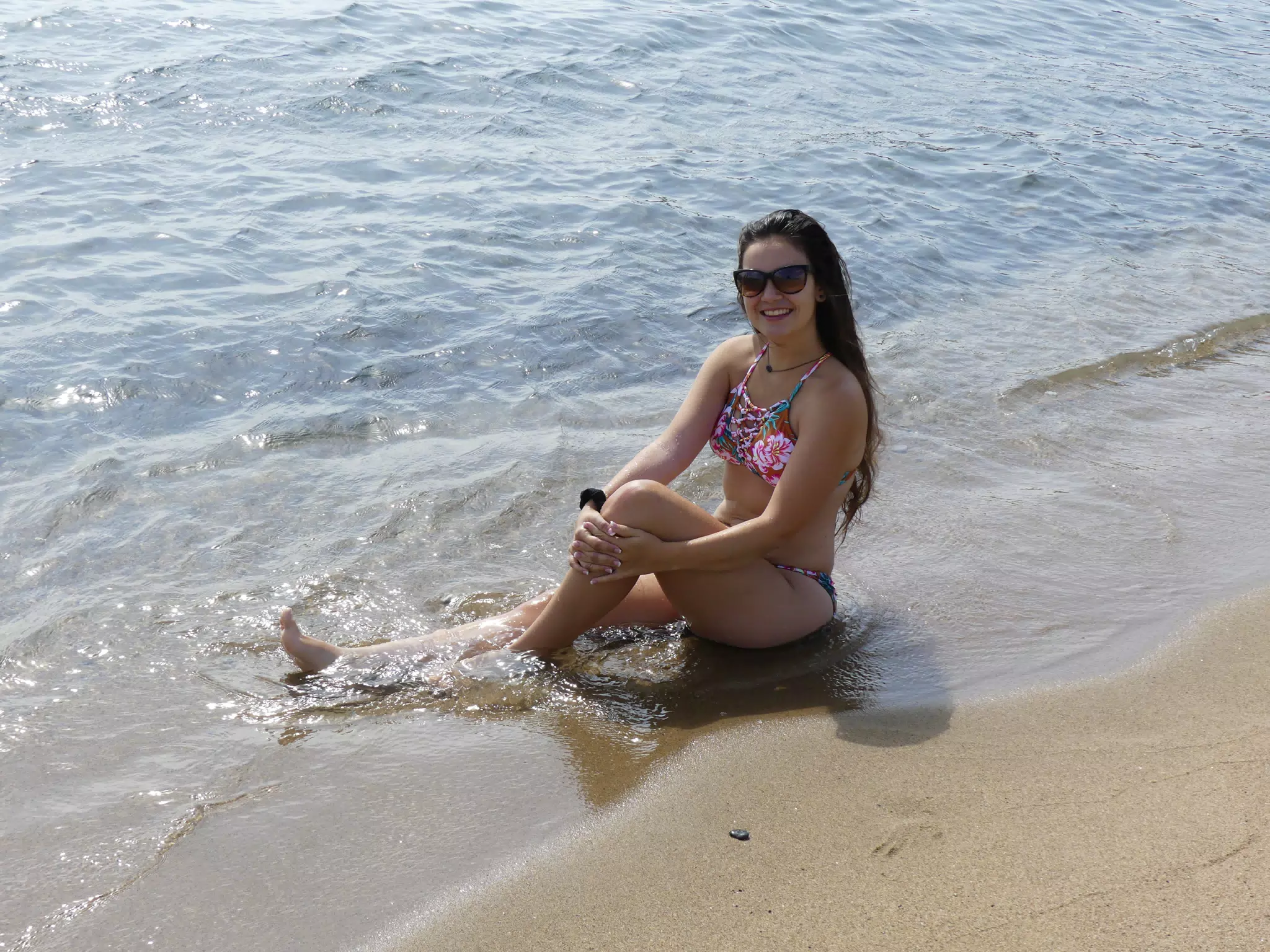Emily in the Mediterranean Sea at Barceloneta Beach