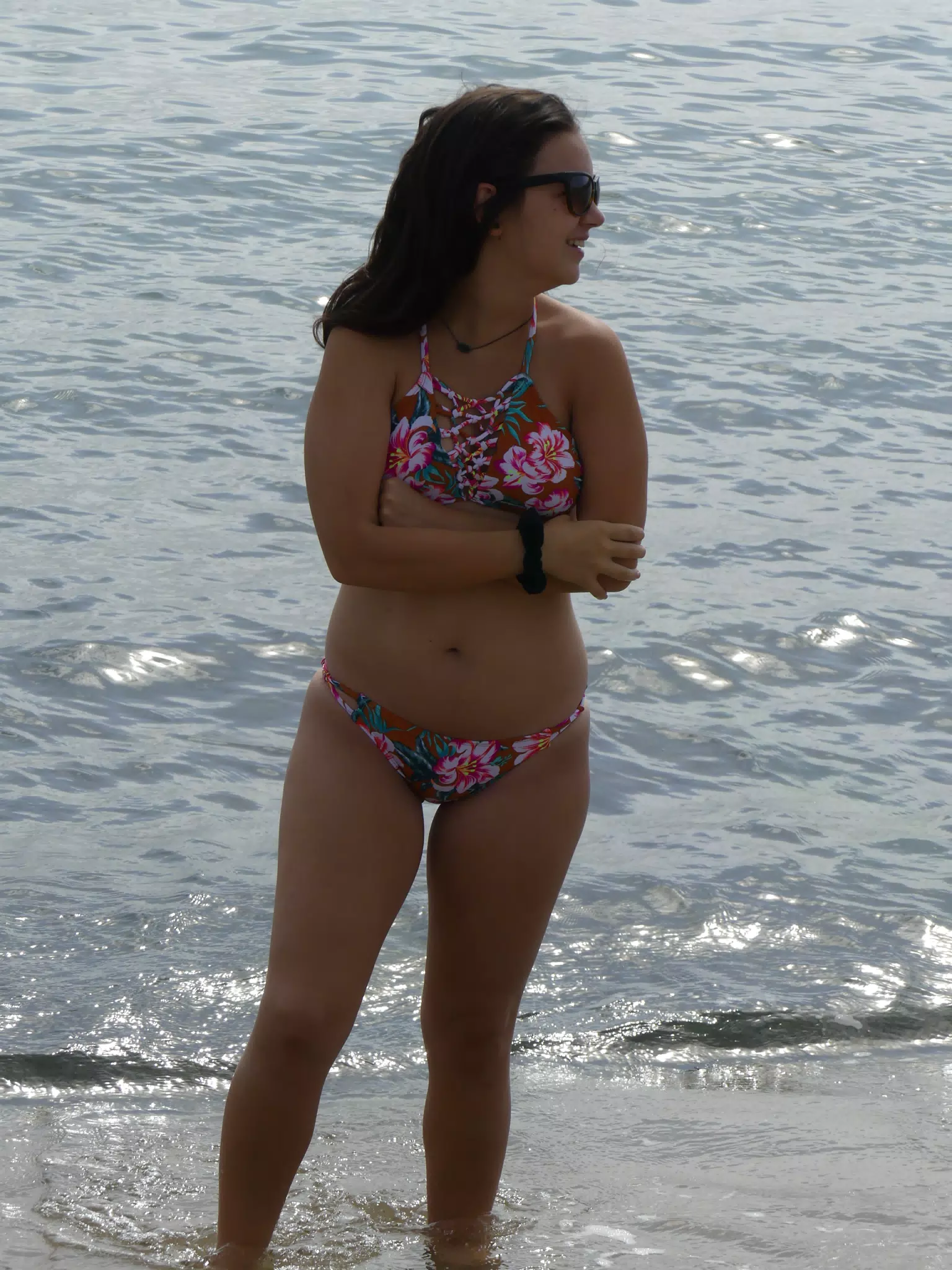 Girl in Bathing Suit on Beach