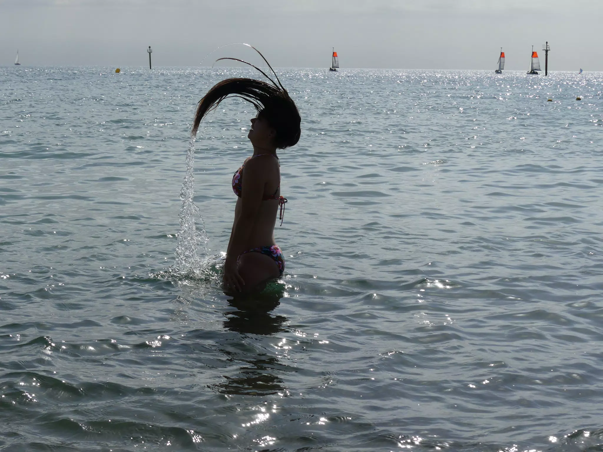 Emily Flipping Hair in Barcelona