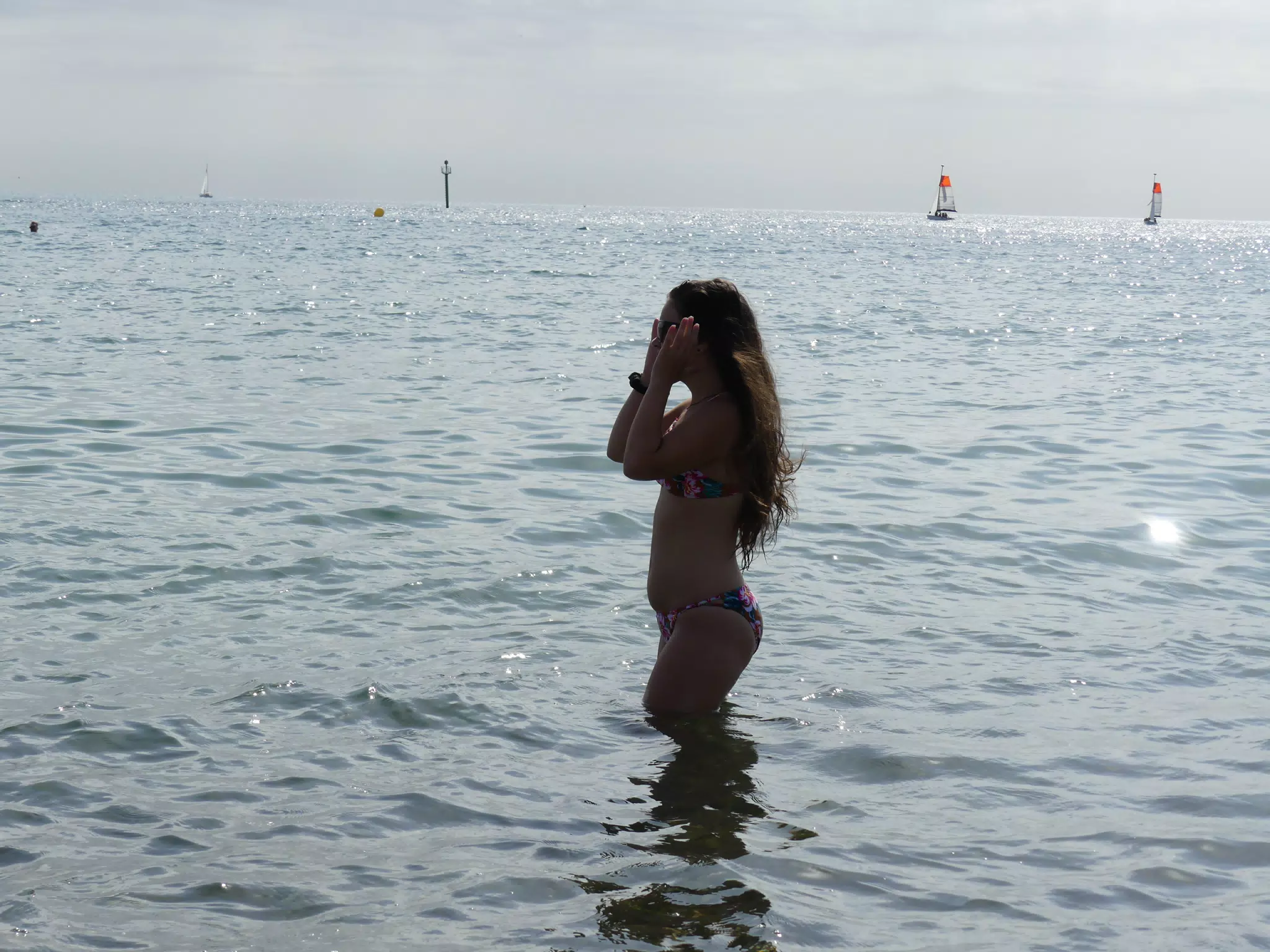 Teen Bikini Model in the Mediterranean in Barcelona