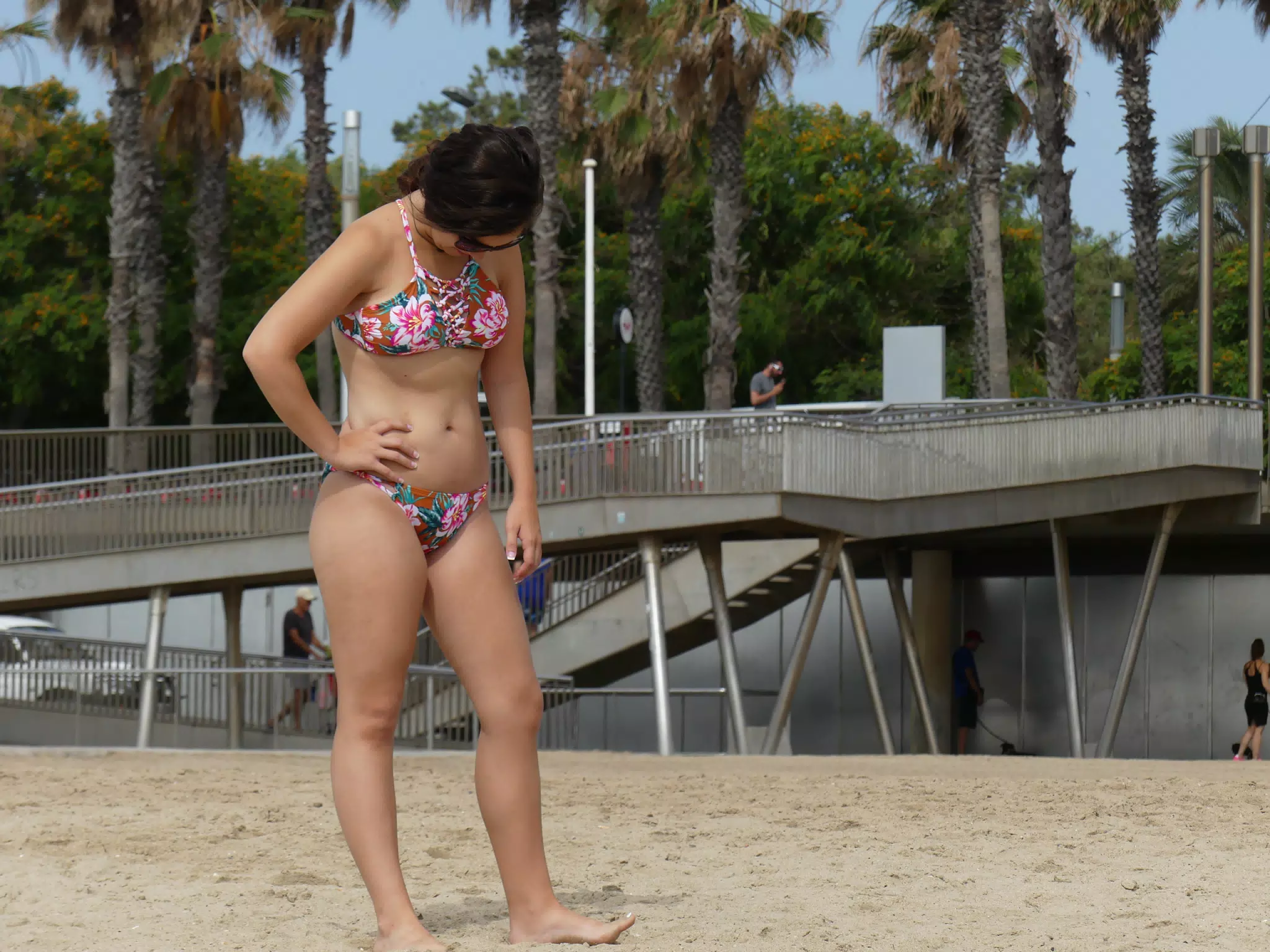 Emily on Beach in Barcelona
