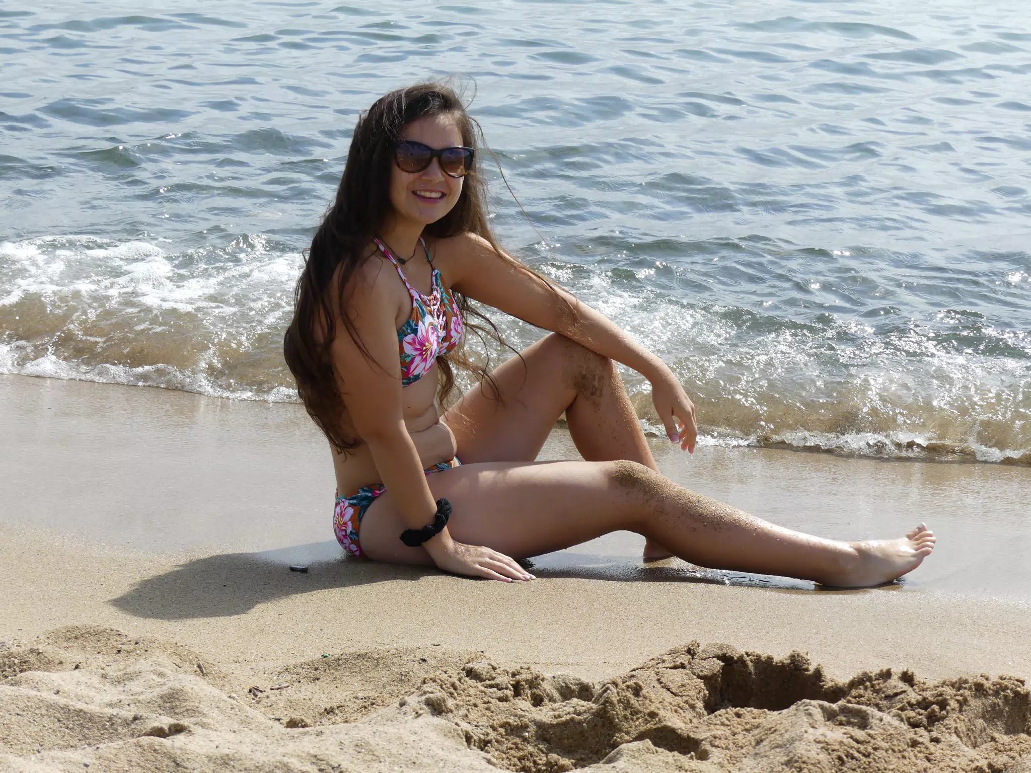 Girl in Swimsuit on Beach