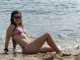 Emily on the Sand in Barcelona