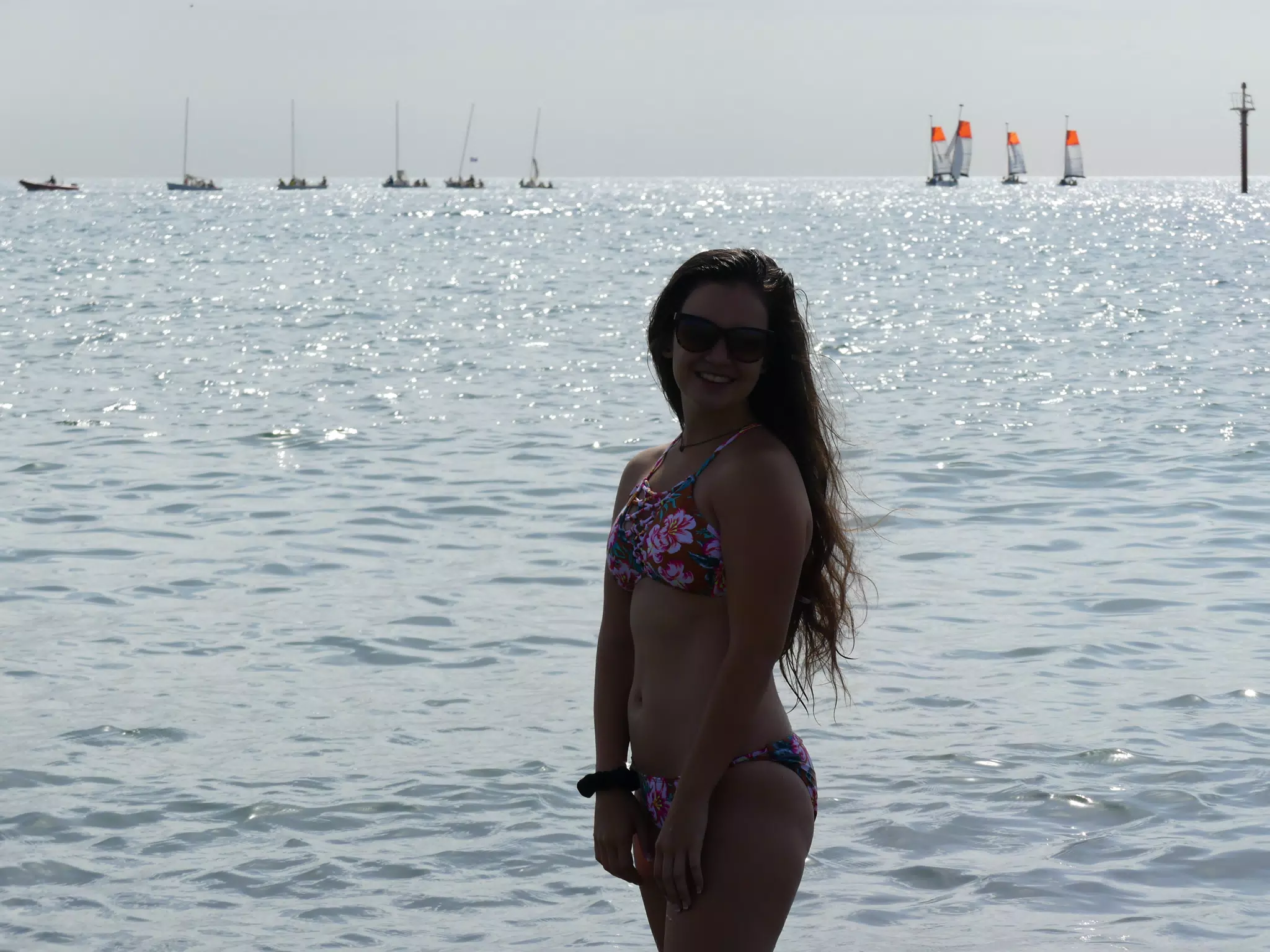 Silhouette of Girl on Beach