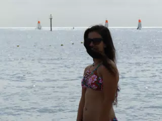 Emily in Shadows Against the Sea