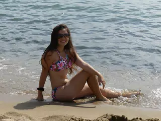 Emily in Bikini on Barcelona Beach