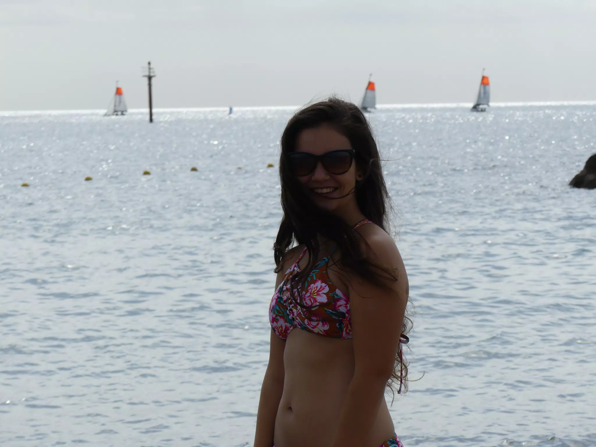 Emily Posing for Model Shoot in Swimsuit in Barcelona