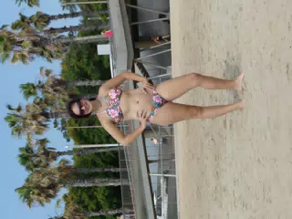 Emily in Bikini on Beach in Barcelona