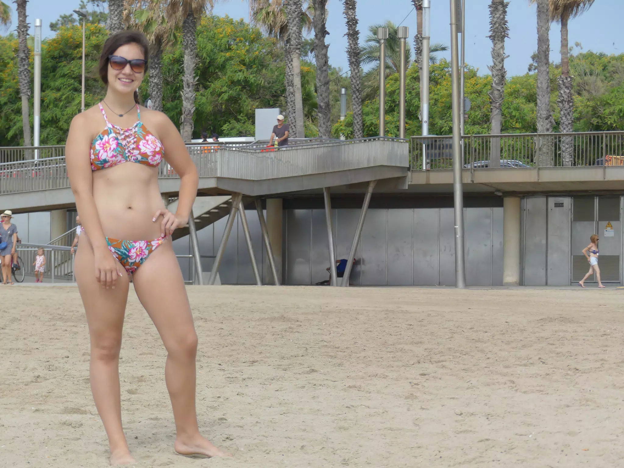 Bikini Clad Model on Barcelona Beach