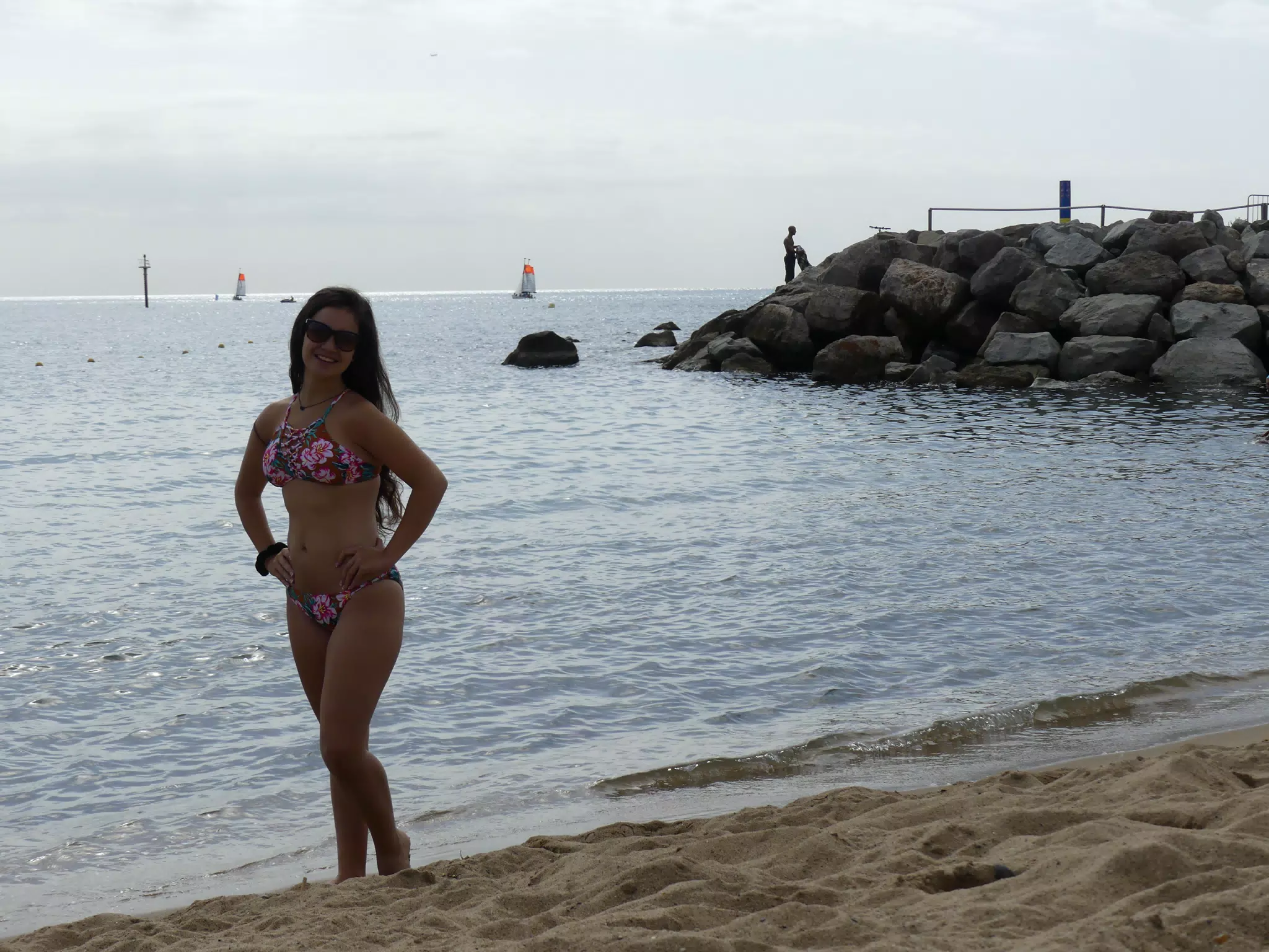 Bikini Clad Teen on Barcelona Beach