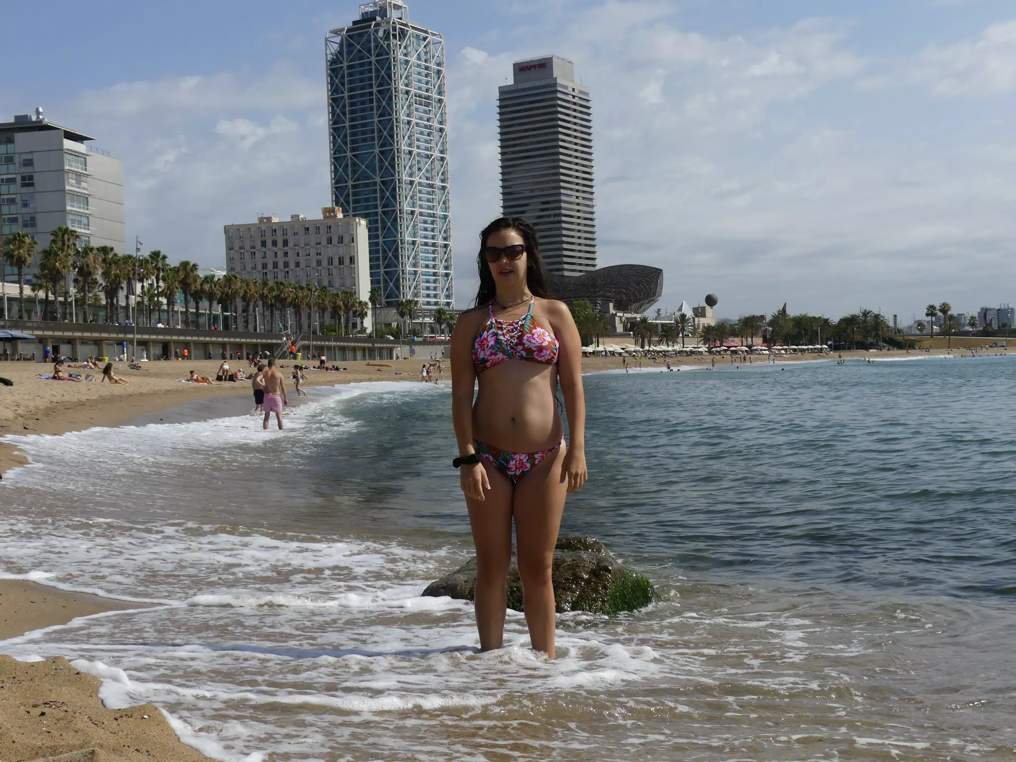Teen Standing in Sea in Barcelona